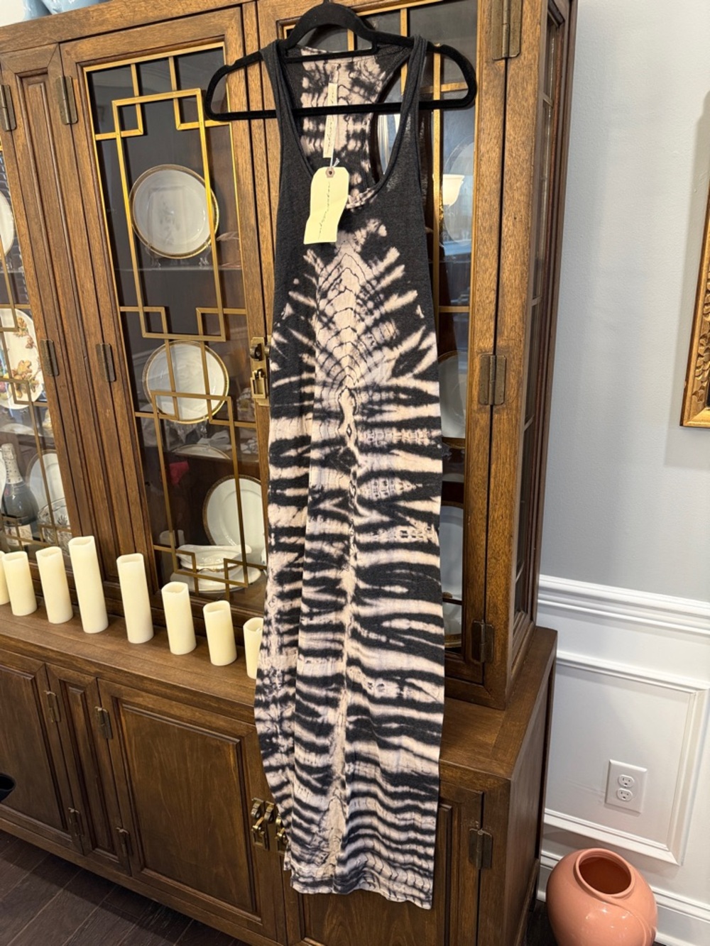 Designer Raquel Allegra Boho Tie-Dye Racerback Maxi Dress